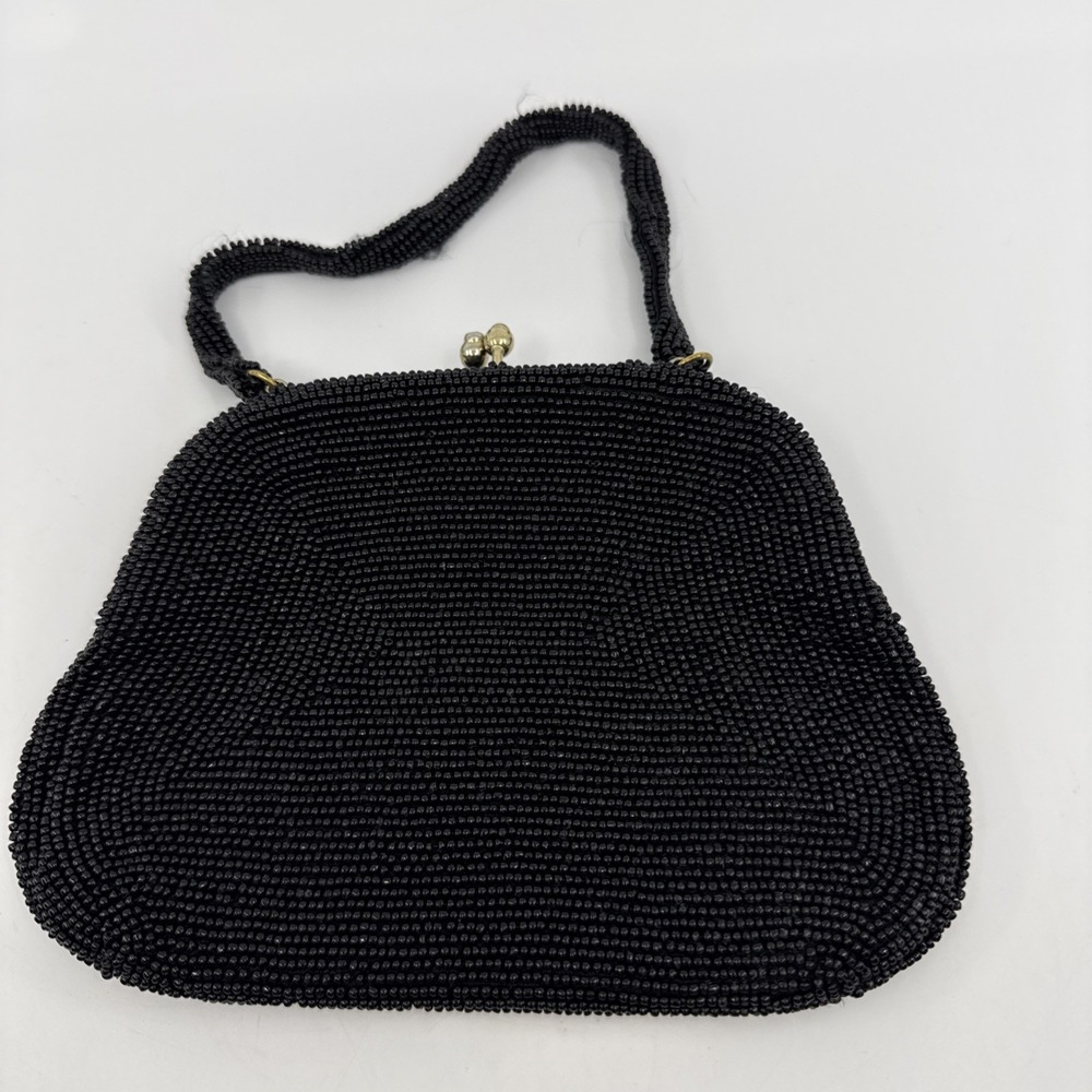 Vintage Black Beaded Evening Bag‎ Richere Bag by Walborg 1960s Made In Japan